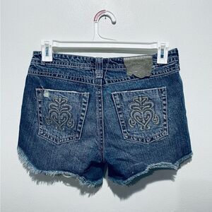 Industrial cotton denim cutoff shorts distress blue western casual women 7